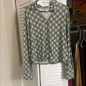 No Boundaries Green and White Crop Button Down Shirt